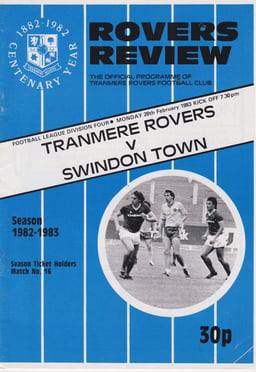 Tranmere Rovers v Swindon Town Match Programme 1983-02-28